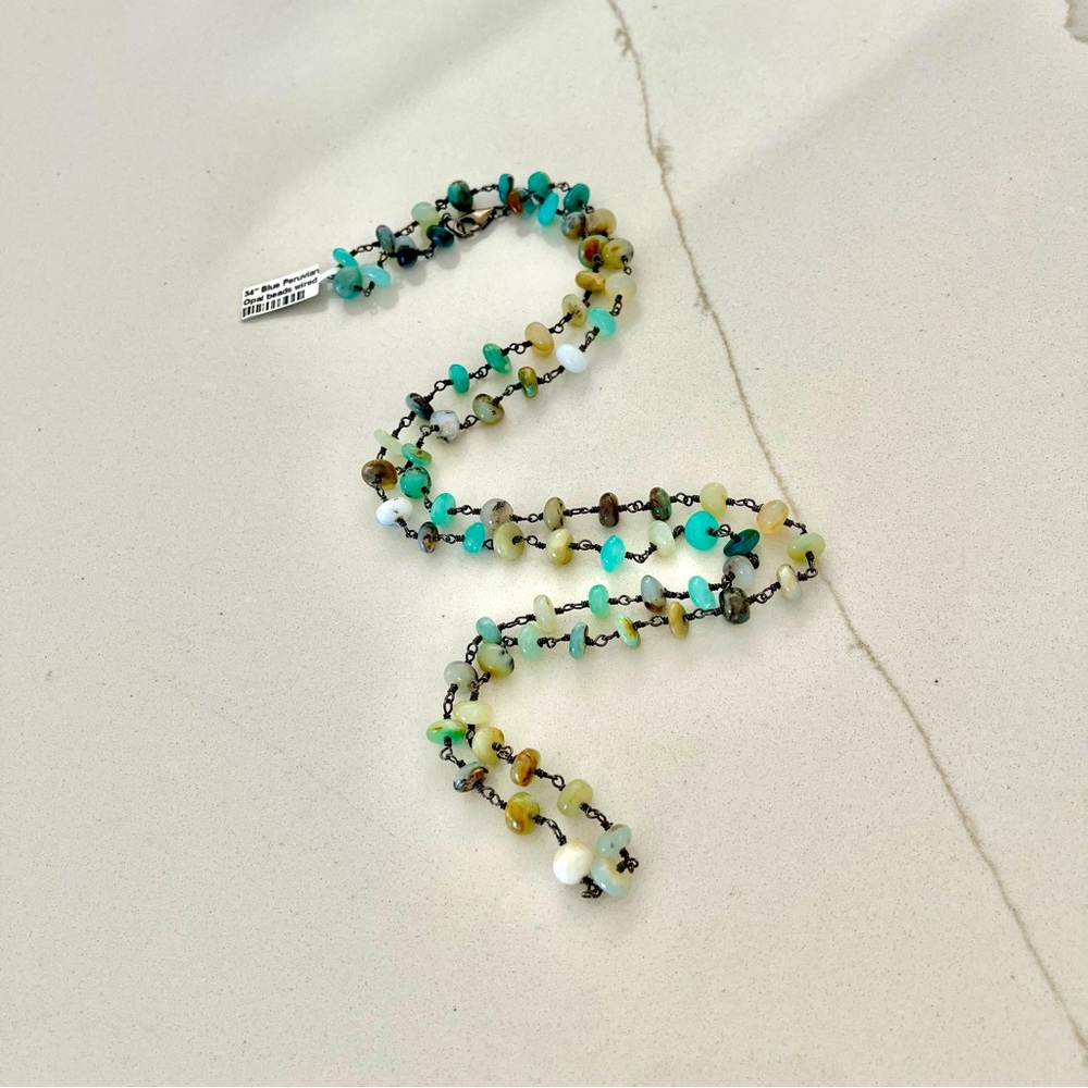 One of a kind Peruvian Opal 34” necklace